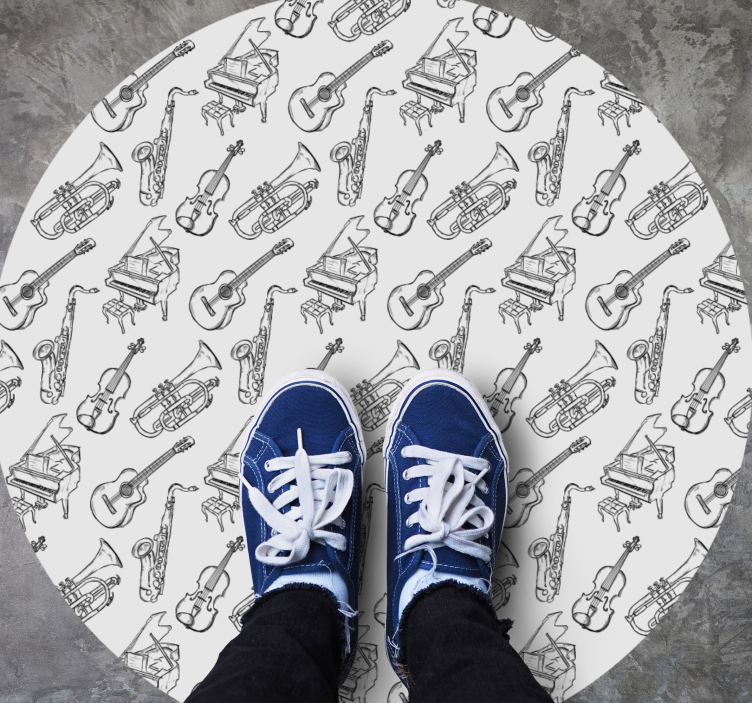 Vinil podovi kružni motiv glazbenih instrumenata - TenStickers