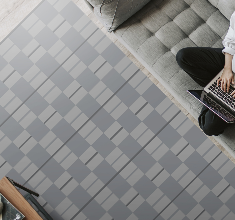 Vinil podovi dnevna soba sivi uzorkovani kvadrati - TenStickers