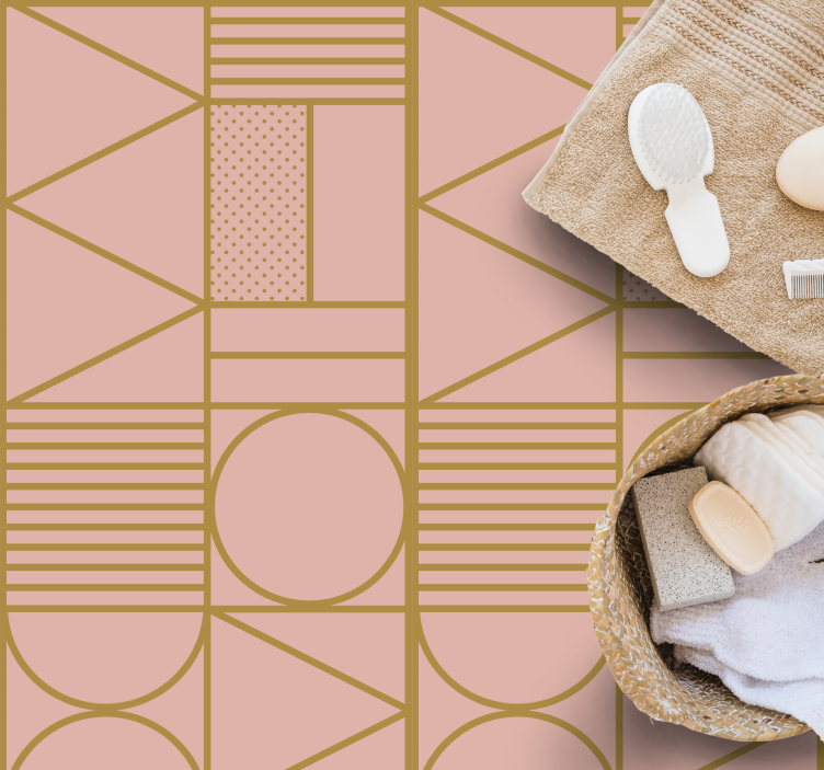 Vinil podovi geometrijski zlatni i ružičasti uzorak - TenStickers