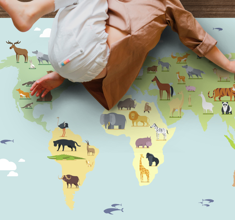 Vinil podovi karta svijeta djetinjast stil - TenStickers