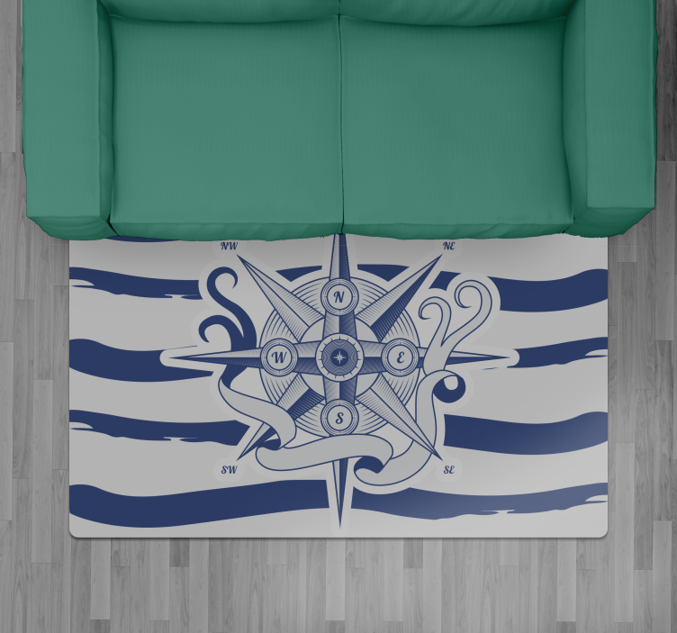 Vinil podovi karta svijeta nautički kompas - TenStickers