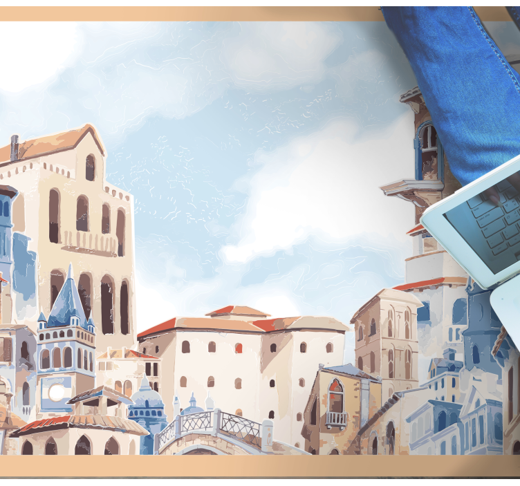 Vinil podovi spavaća soba obalni gradski krajolik - TenStickers