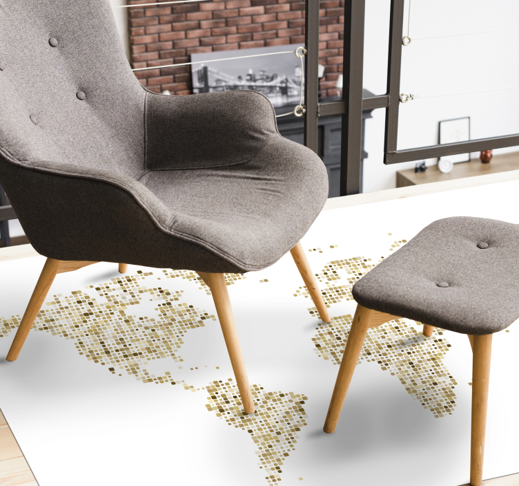 Vinil podovi karta svijeta obris zlatne karte - TenStickers