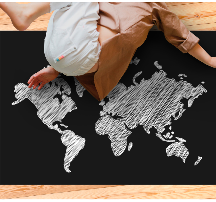 Vinil podovi karta svijeta sivi dizajn na ploči - TenStickers