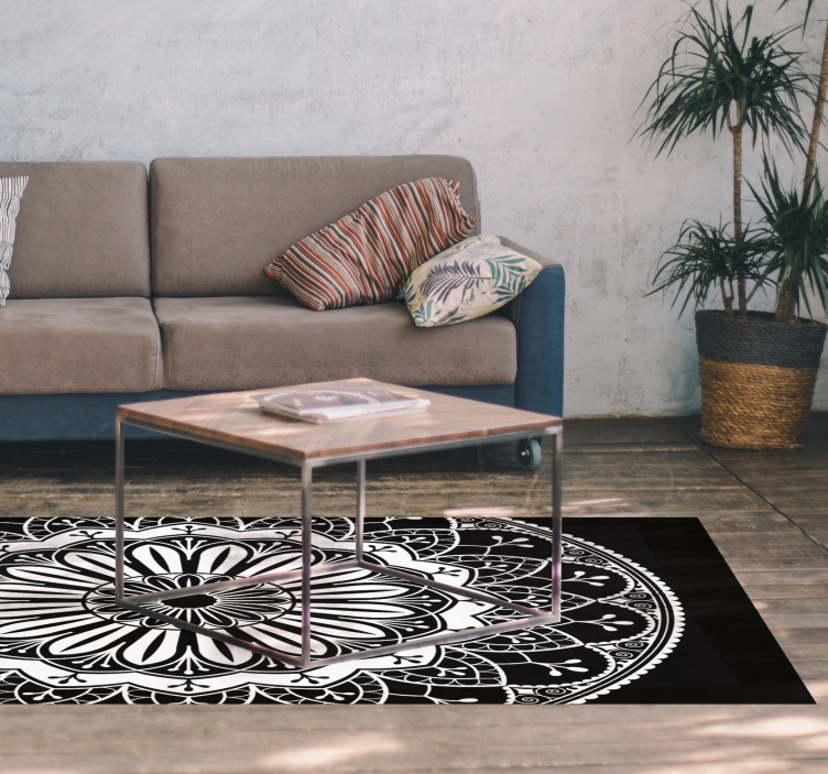 Vinil podovi mandala crni botanički motiv - TenStickers