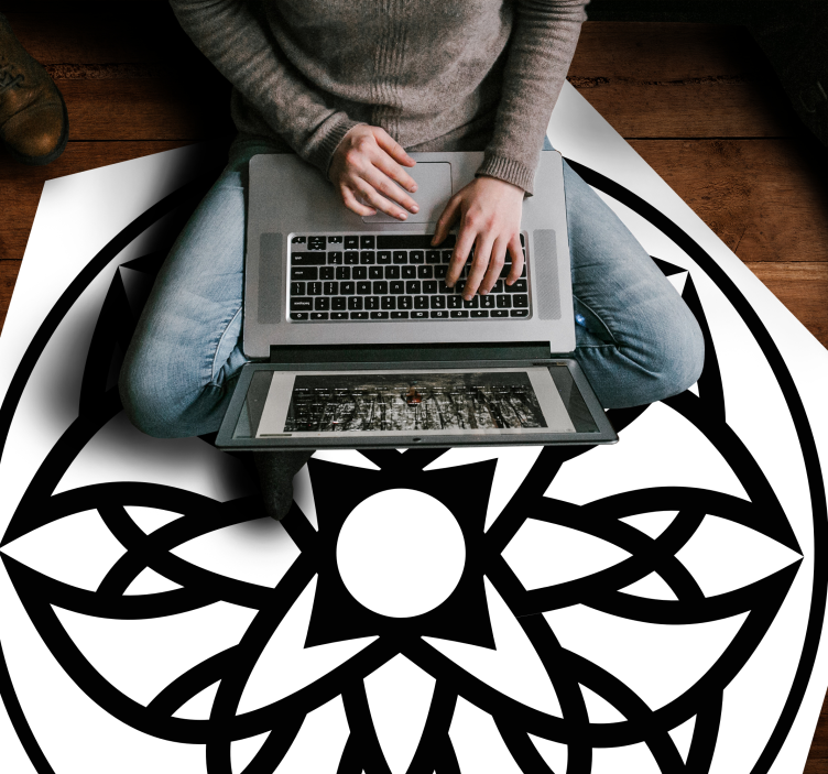 Vinil podovi mandala crno-bijeli dizajn - TenStickers