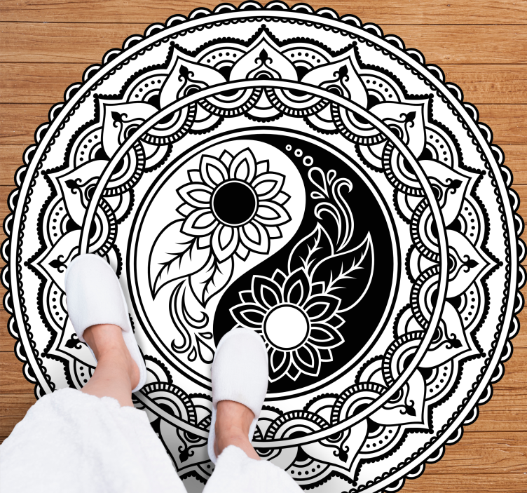 Vinil podovi mandala yin yang suncokreti - TenStickers