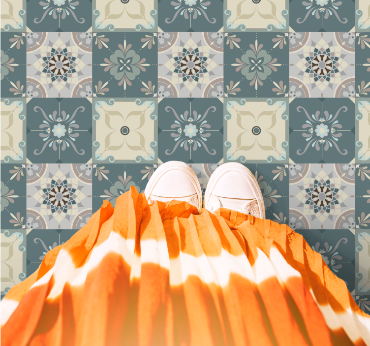 Vinil podovi mozaik cvjetni motiv mozaika - TenStickers