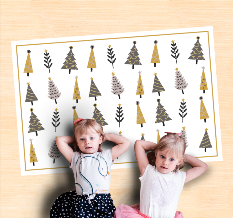 Vinil podovi Božić neobičan uzorak drveća - TenStickers