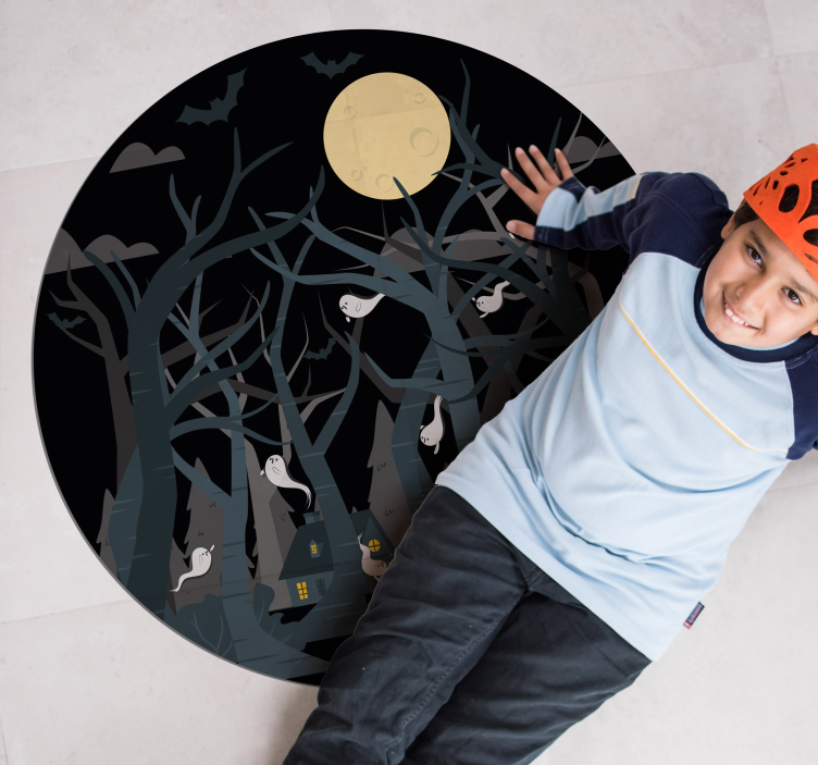 Vinil podovi Noć vještica sablasni šumski prizor - TenStickers