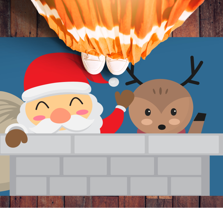 Vinil podovi Božić vesela scena djeda mraza - TenStickers