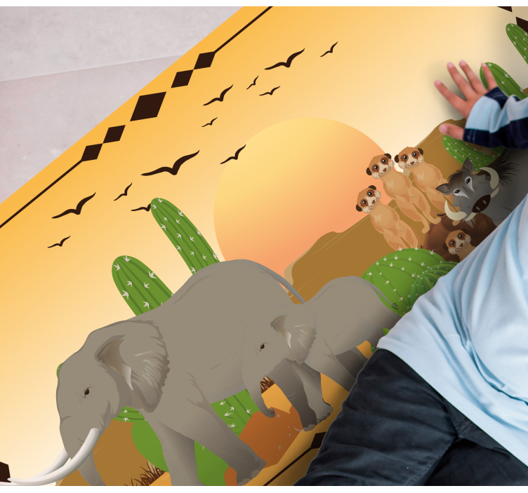 Vinil podovi priroda ekspedicija slonova u sumrak - TenStickers