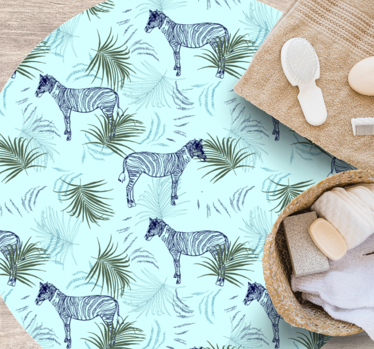 Vinil podovi životinja zebra i listovi - TenStickers