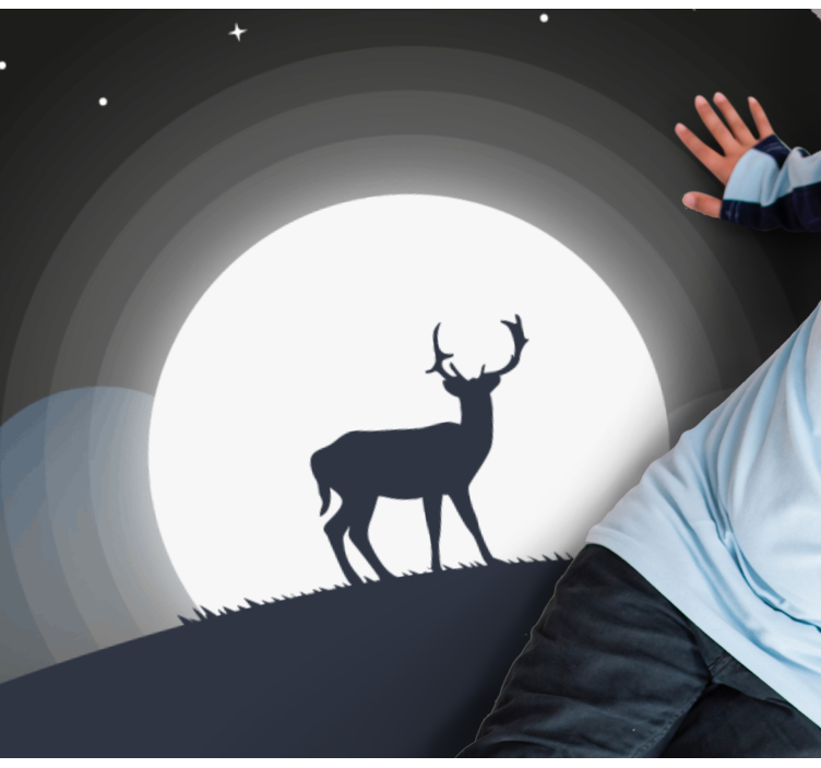 Vinil podovi kružni jelen pod mjesecom - TenStickers