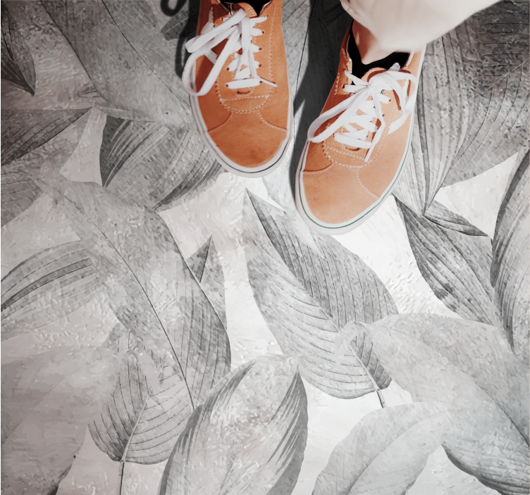 Vinil podovi cvijeće i biljke lisnati monokromatski uzorak - TenStickers