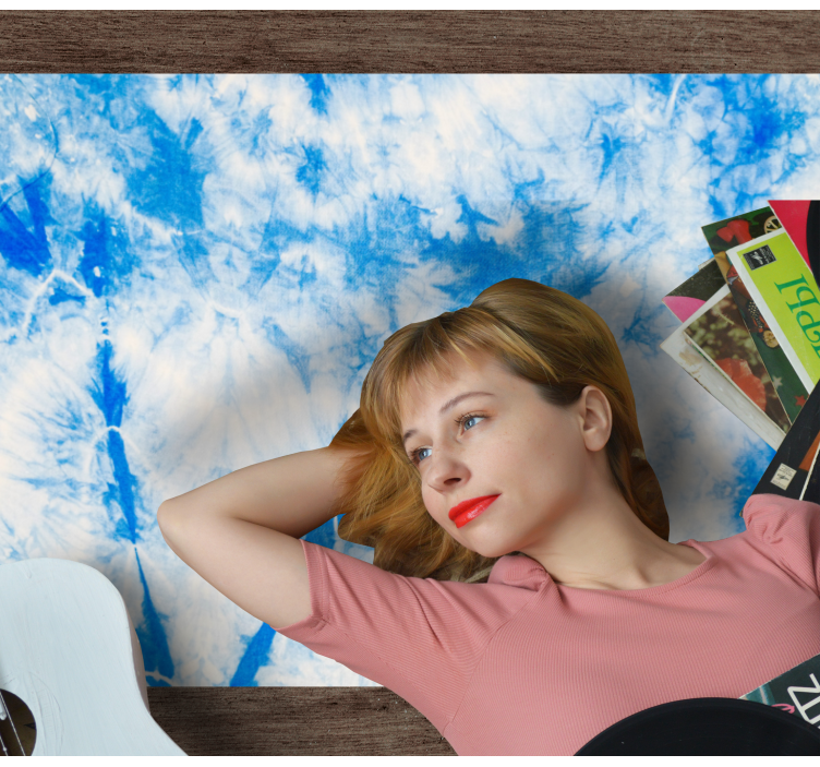 Vinil podovi dnevna soba plava tie-dye boja - TenStickers