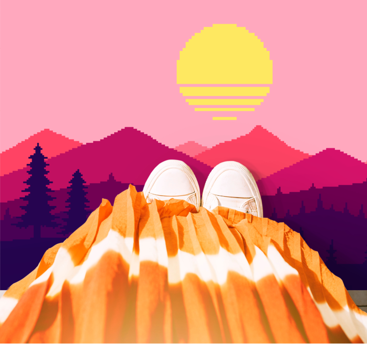 Vinil podovi priroda zalazak sunca, pogled na planine - TenStickers