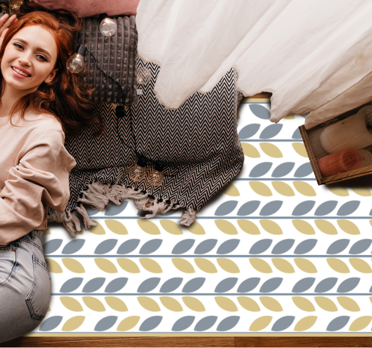 Vinil podovi priroda pruge s uzorkom lisnatog lišća - TenStickers