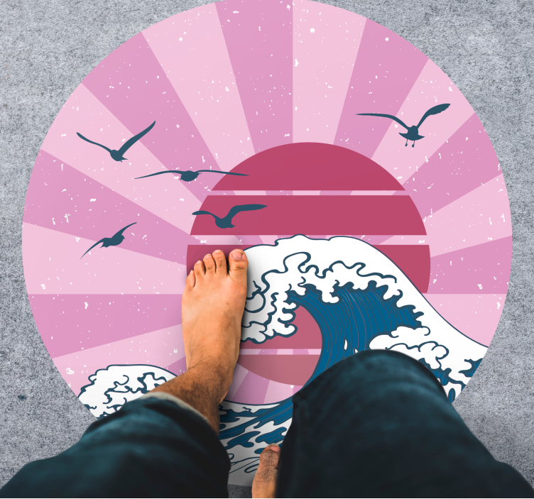 Vinil podovi geometrijski ružičasti val kanagawa - TenStickers