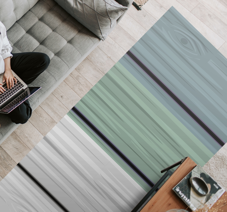 Plavi i sivi drveni vinil tepih - TenStickers