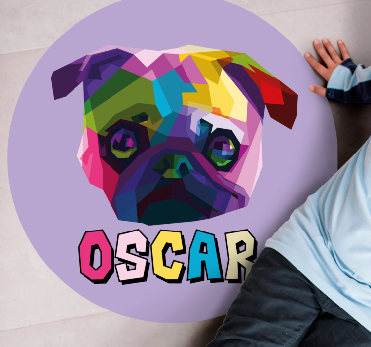 Vinil podovi s imenima geometrijska ilustracija psa - TenStickers