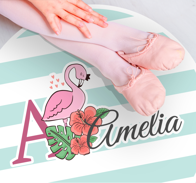 Vinil podovi s imenima ukras s flamingom - TenStickers