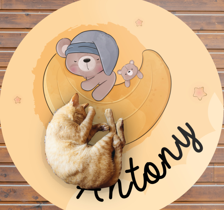 Vinil podovi s imenima pospani medvjed s imenom - TenStickers