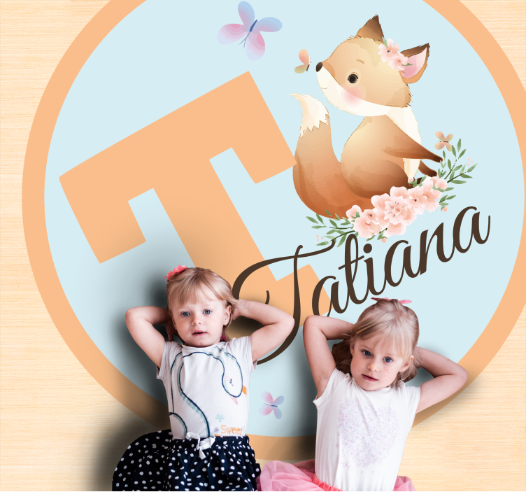 Vinil podovi s imenima preslatka ilustracija lisice - TenStickers