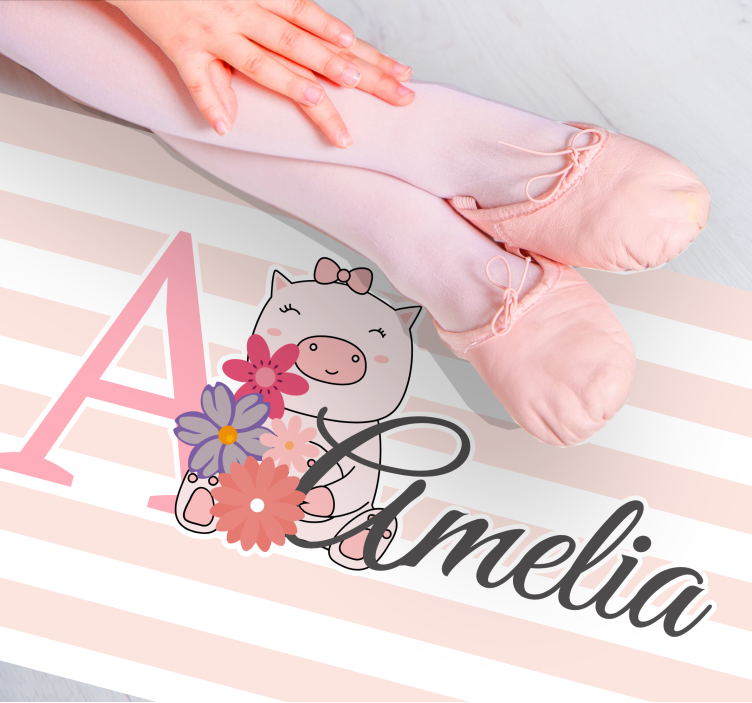 Vinil podovi s imenima slatka ilustracija svinje - TenStickers