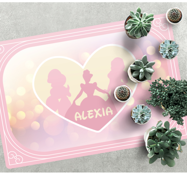 Vinil podovi s imenima srce princeze siluete - TenStickers