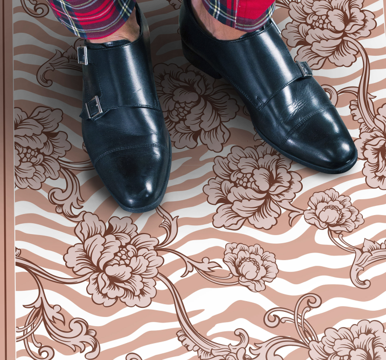 Vinil podovi spavaća soba zebra cvjetna fuzija - TenStickers