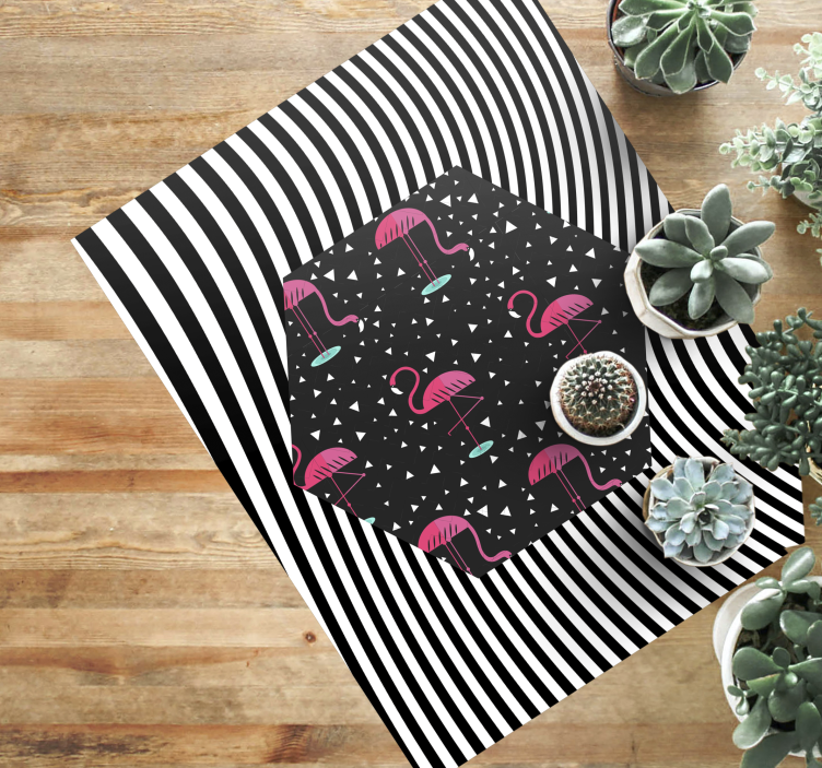 Vinil podovi životinja flamingo prugasti šesterokut - TenStickers