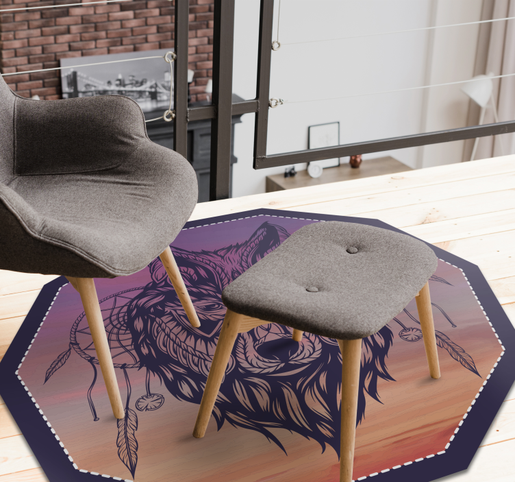 Vinil podovi životinja osmerokutna ilustracija vuka - TenStickers