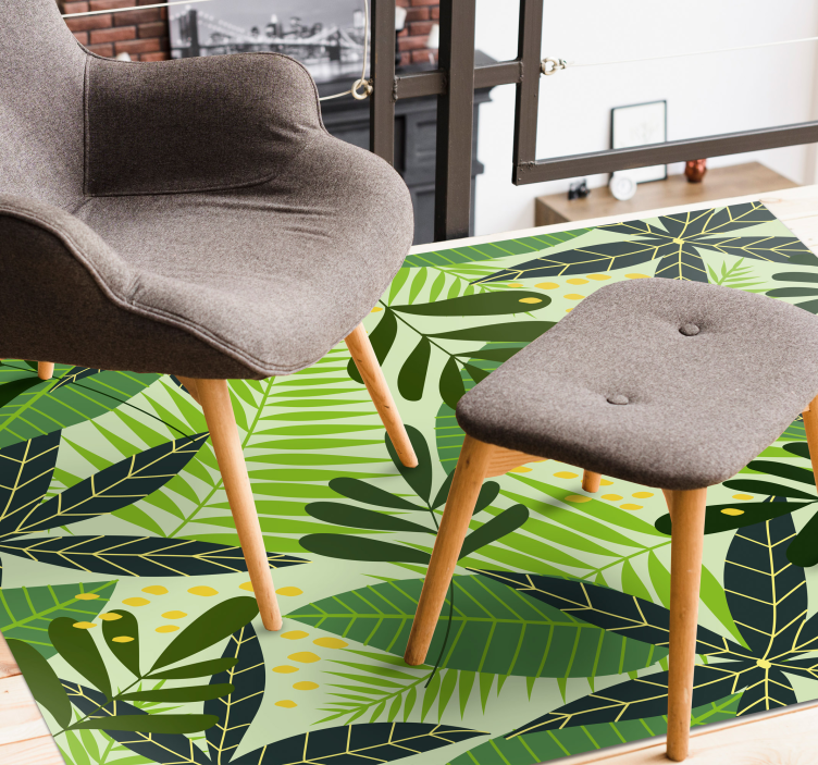 Zeleno lišće cvjetni tepih dizajn - TenStickers