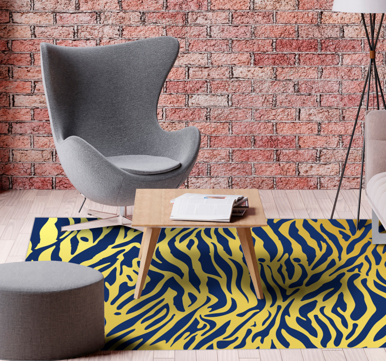 Zlatna i plava zebra životinjski print vinil prostirka - TenStickers