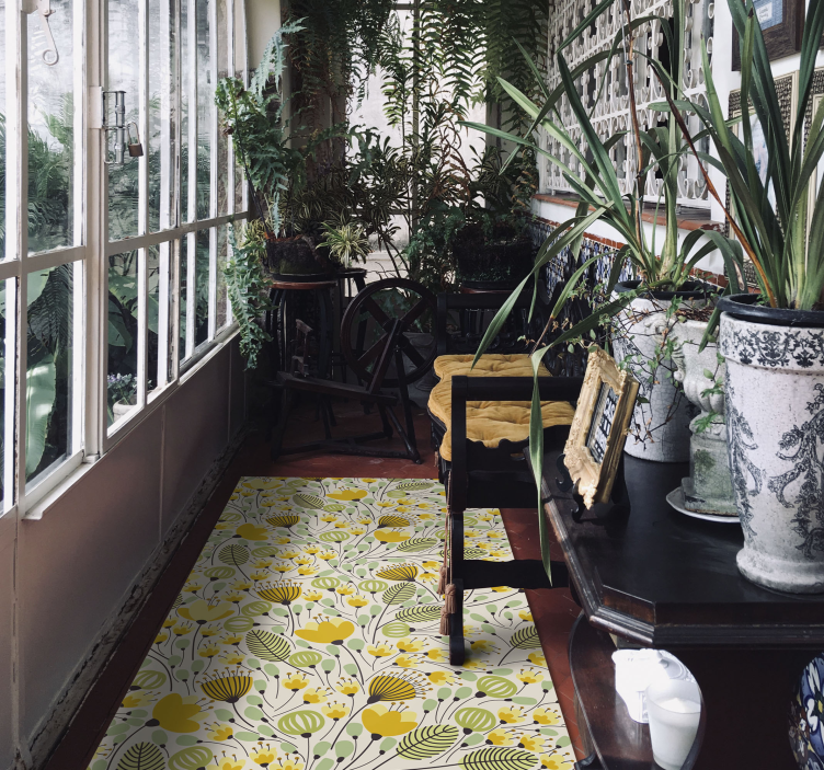 žuta cvjetna čipka cvjetni vinil prostirka - TenStickers