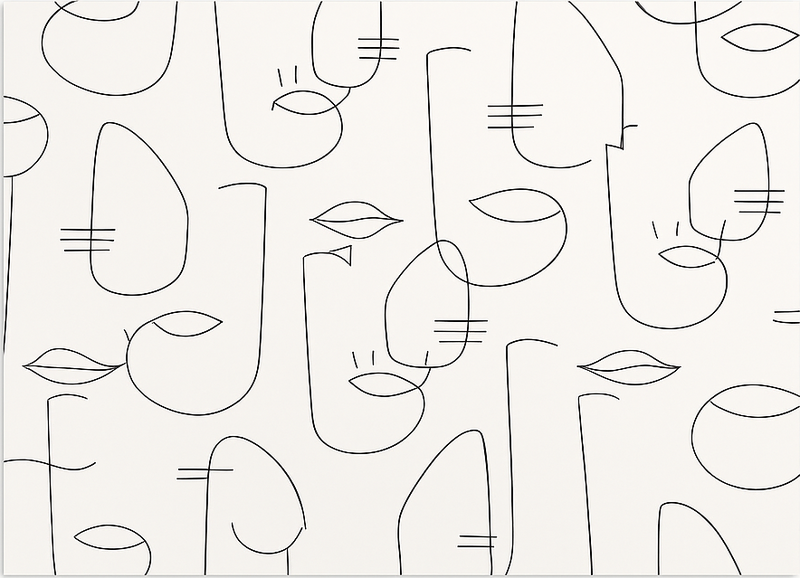 Vinil pod u kuhinji s apstraktnim dijelovima lica - TenStickers