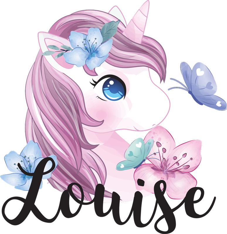 Vinil podovi životinja veliko oko jednoroga s leptirima - TenStickers