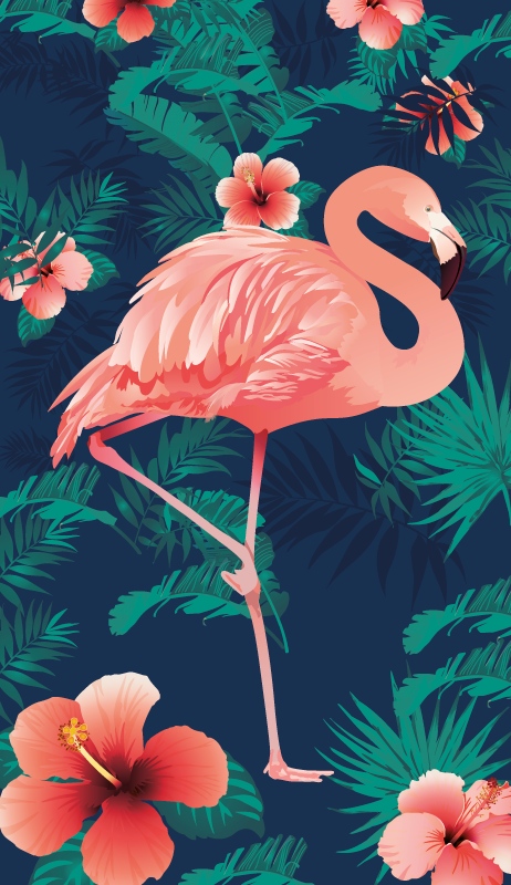 Vinil podovi životinja s tropskim ružičastim flamingosima - TenStickers