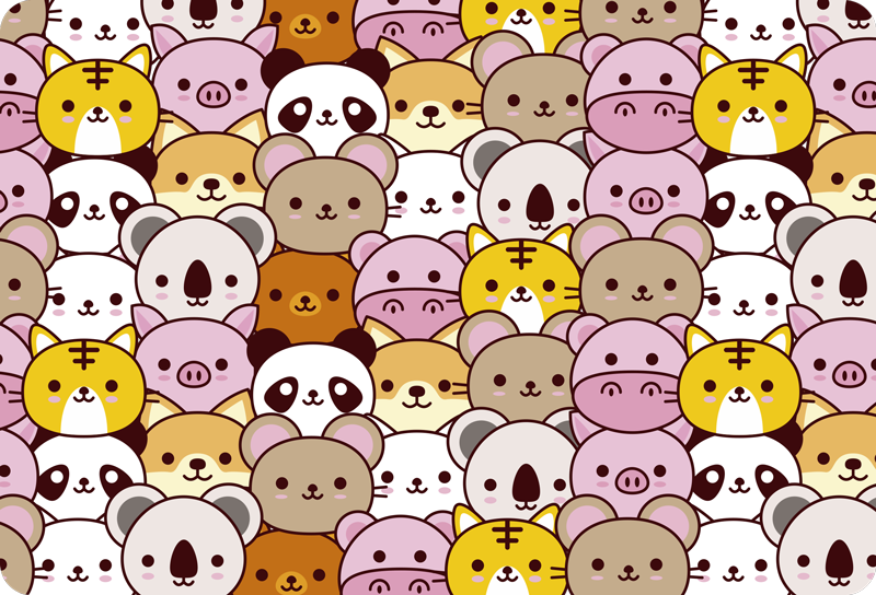 Vinil podovi životinja slatki mališani - TenStickers