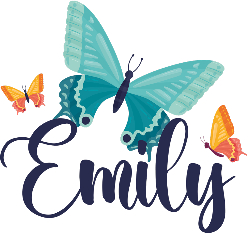 Vinil podovi životinja dvobojne leptir s imenom - TenStickers