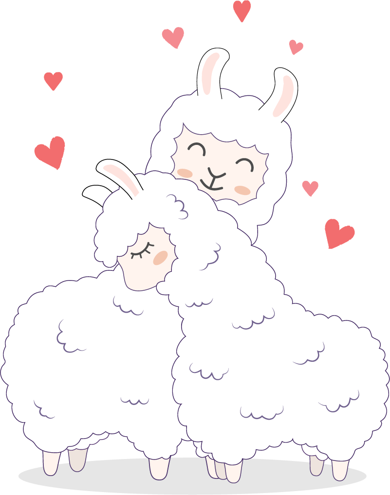 Vinil podovi životinja ljubavne lame - TenStickers