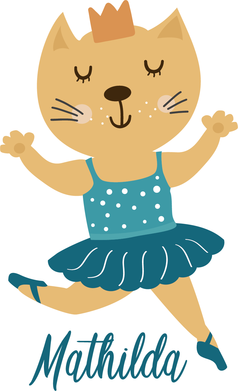 Vinil podovi životinja plesna mačka s imenom - TenStickers