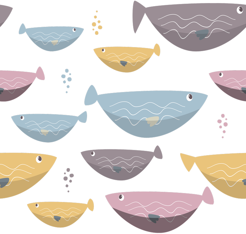 Vinil podovi životinja šarene ribe za djecu - TenStickers