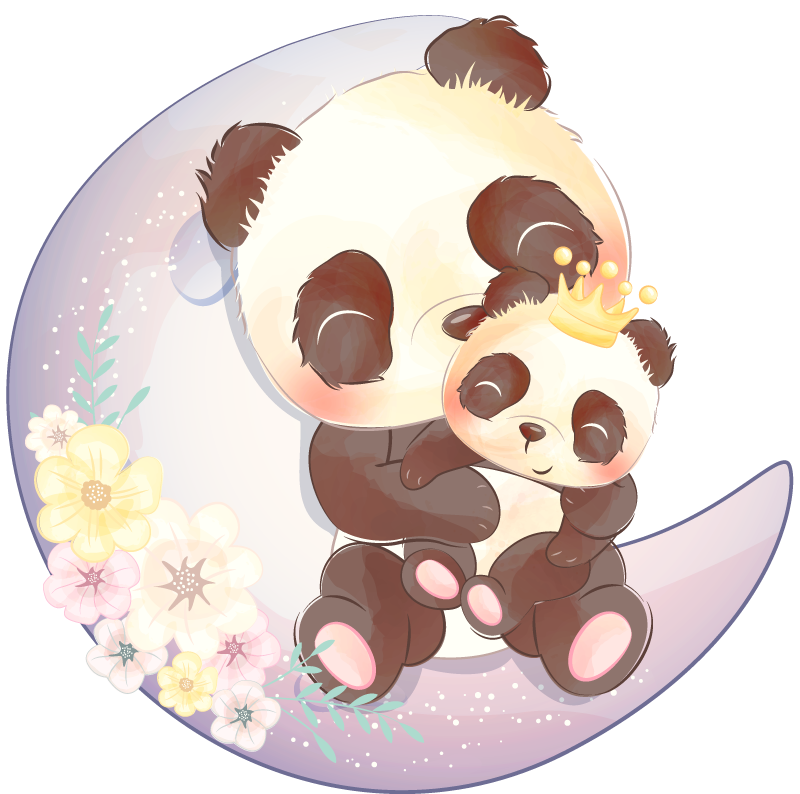Vinil podovi životinja s dva panda na mjesecu - TenStickers
