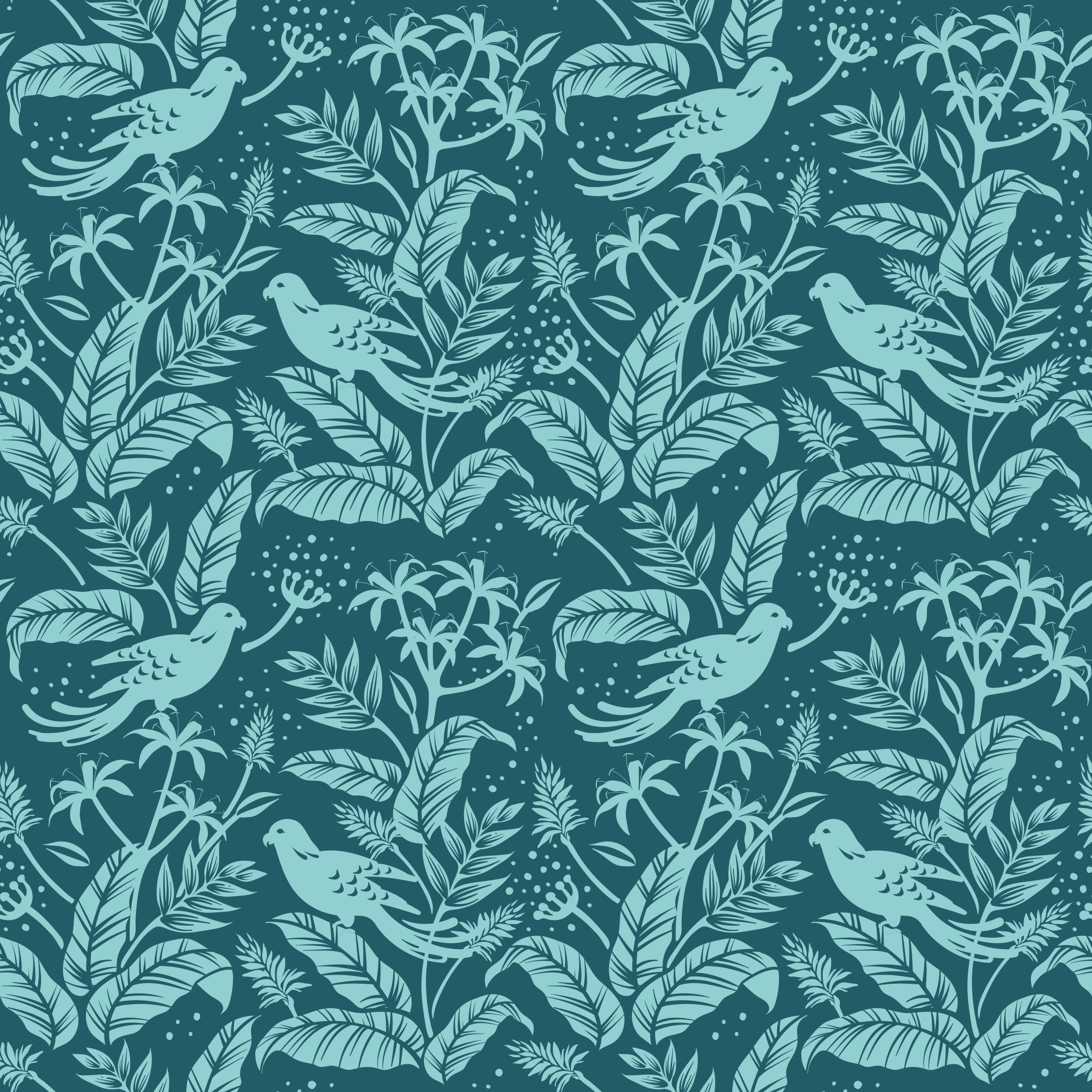 Vinil podovi životinja s tirkiznim letećim pticama - TenStickers