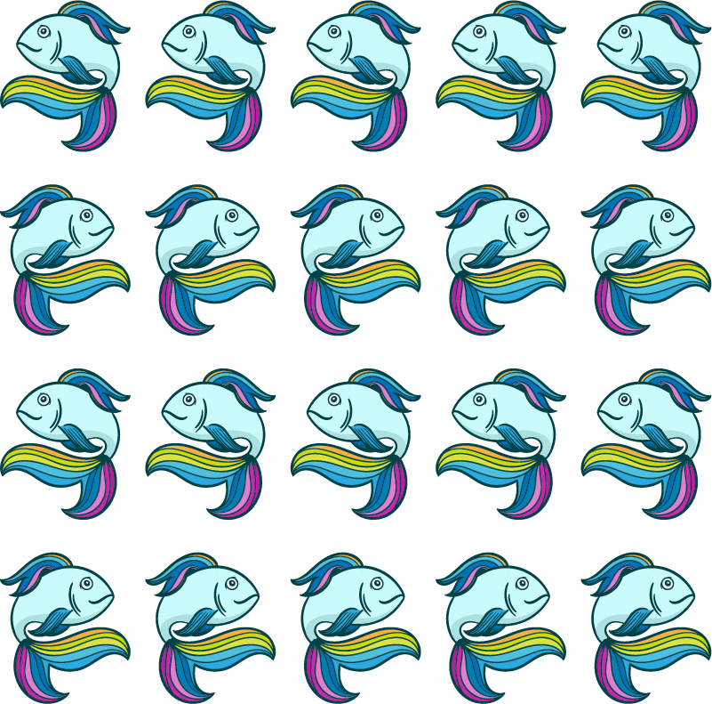 Vinil podovi životinja plava neonska riba - TenStickers