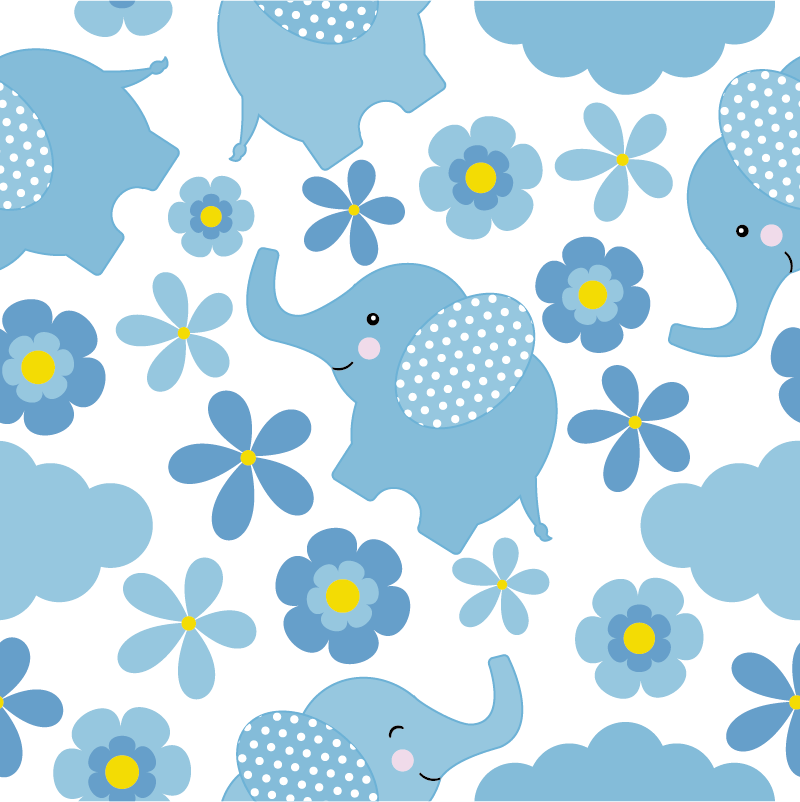 Vinil podovi životinja plavi slonovi bebe - TenStickers
