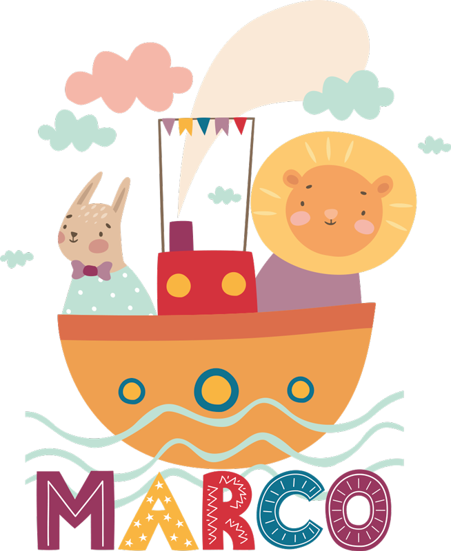 Vinil podovi životinja na čamcu - TenStickers