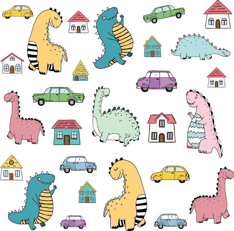 Vinil podovi životinja set nordijskih dinosaura - TenStickers